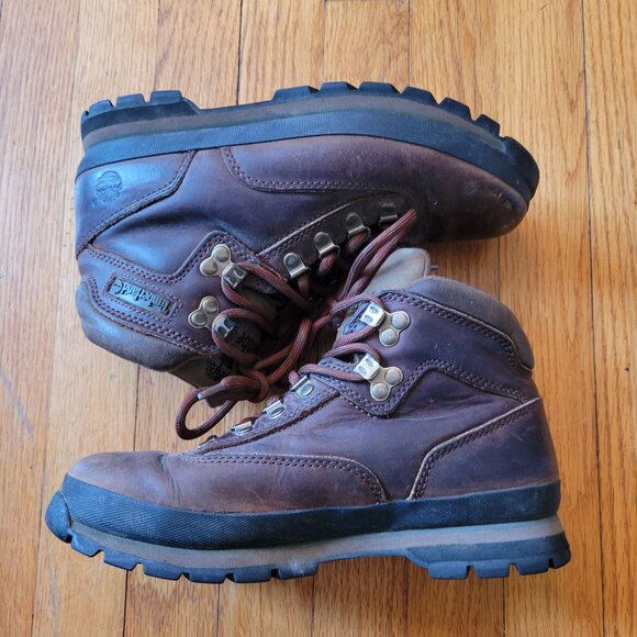Timberland 9 Brown Leather EURO Hiking Work‎ Boots Waterproof - Picture 5 of 8